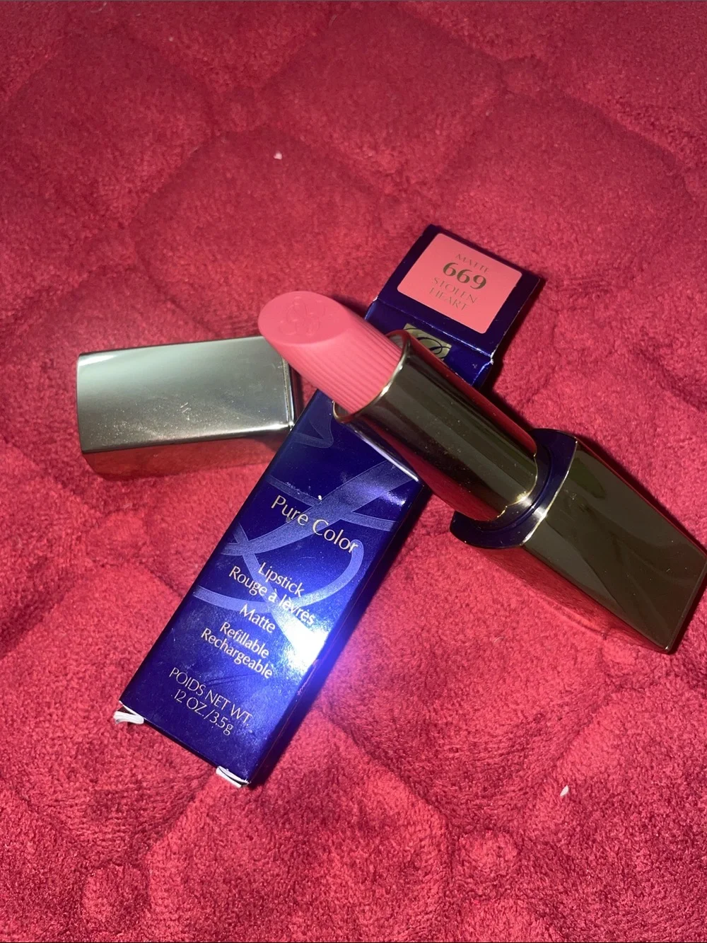 BNIB Estee Lauder Pure Color Matte Lipstick in Gold Box# 669 stolen heart
